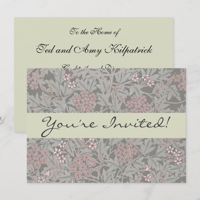 William Morris Jasmine Blume Pattern Einladung (Vorne/Hinten)