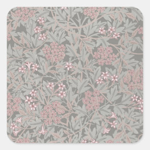 William Morris Jasmine Blume Pattern Quadratischer Aufkleber