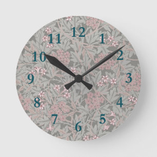 William Morris Jasmine Blume Pattern Runde Wanduhr