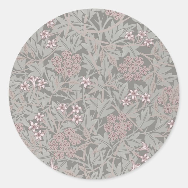 William Morris Jasmine Blume Pattern Runder Aufkleber (Vorderseite)