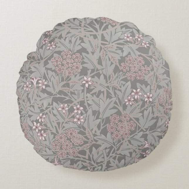 William Morris Jasmine Blume Pattern Rundes Kissen (Vorderseite)