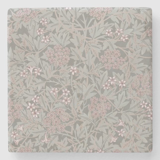 William Morris Jasmine Blume Pattern Steinuntersetzer (Vorderseite)