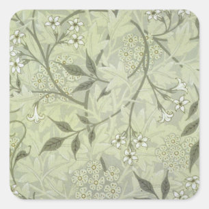 William Morris Jasmine Botanische Vintage Antik Quadratischer Aufkleber