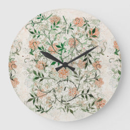 William Morris Jasmine Floral Pattern Vintag Art Große Wanduhr