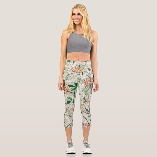 William Morris Jasmine Garden Blume Classic Capri Leggings (Vorderseite)