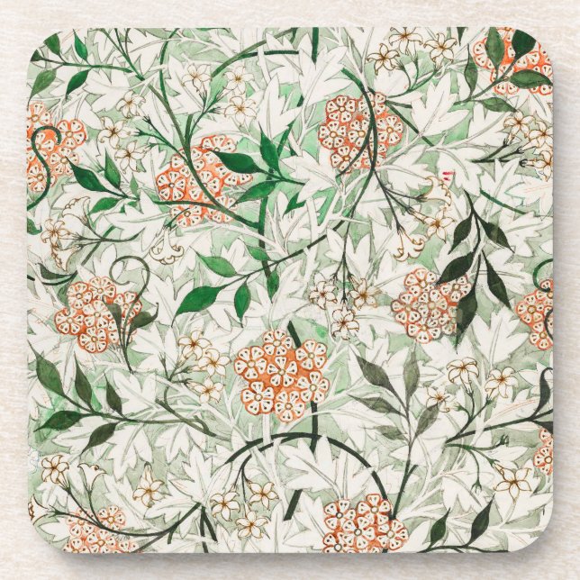 William Morris Jasmine Garden Blume Classic Getränkeuntersetzer (Vorderseite)