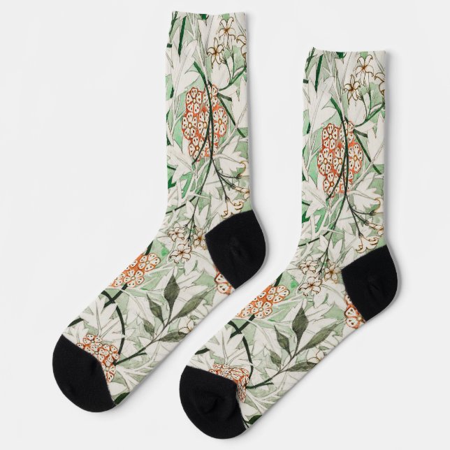 William Morris Jasmine Garden Blume Classic Socken (Linkes Detail)