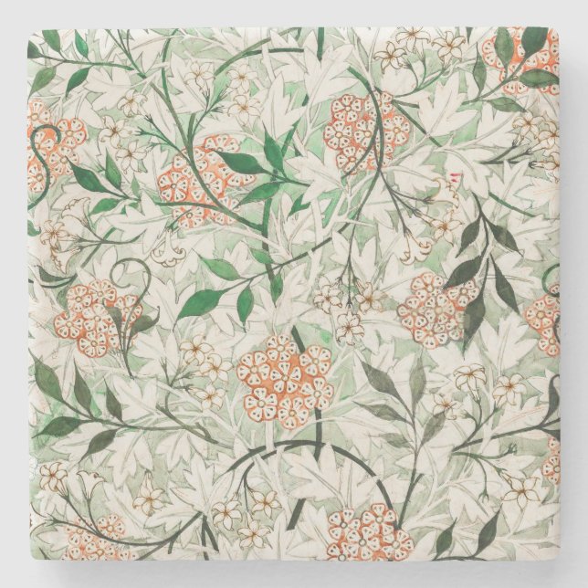 William Morris Jasmine Garden Blume Classic Steinuntersetzer (Vorderseite)
