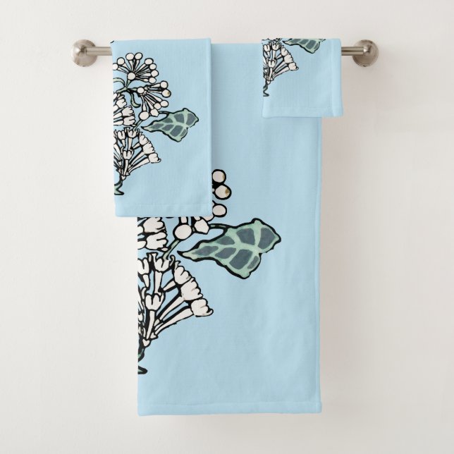 William Morris Jasmine und Blätter Pattern Badhandtuch Set (Insitu)