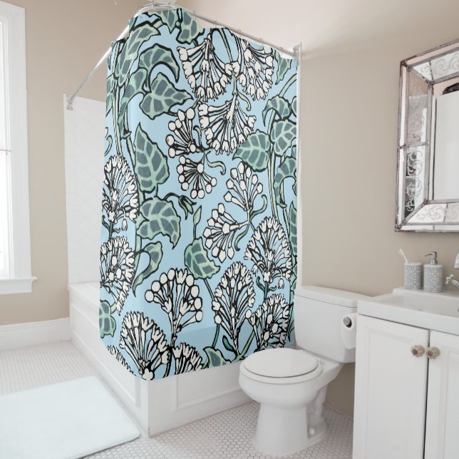 William Morris Jasmine und Blätter Pattern Duschvorhang (Beispiel)