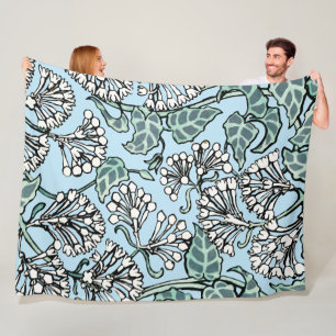 William Morris Jasmine und Blätter Pattern Fleecedecke