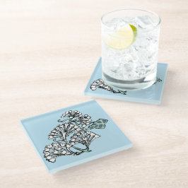 William Morris Jasmine und Blätter Pattern Glasuntersetzer