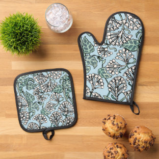 William Morris Jasmine und Blätter Pattern Ofenhandschuh & Topflappen-Set