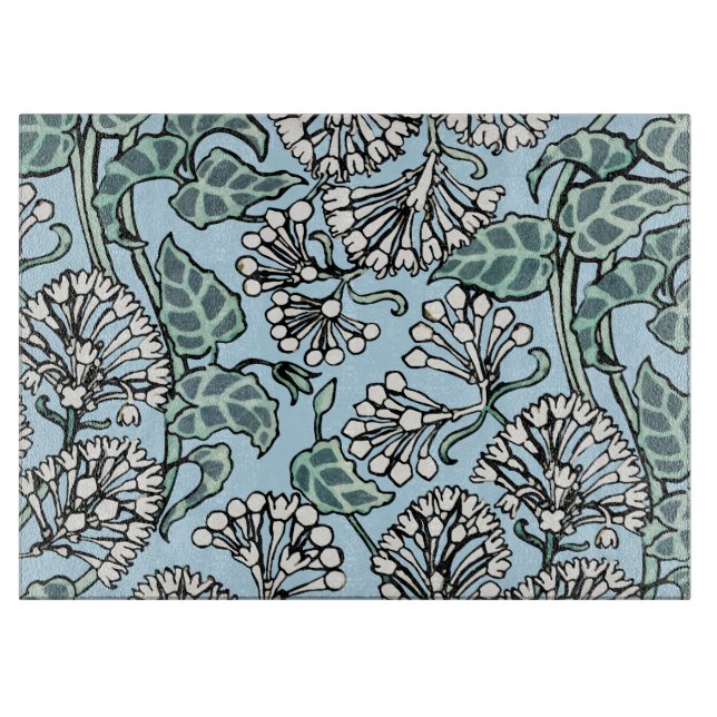 William Morris Jasmine und Blätter Pattern Schneidebrett (Vorderseite)