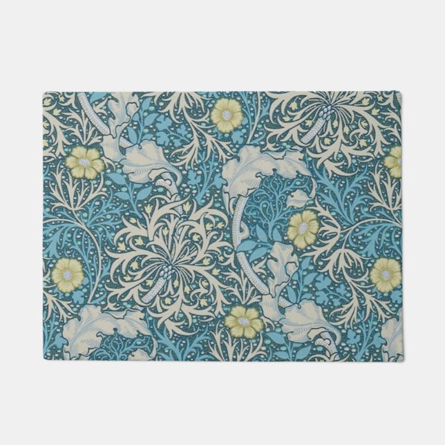 William Morris, Jugendstil-Muster, Algen, Blau, f Fußmatte (Vorderseite)