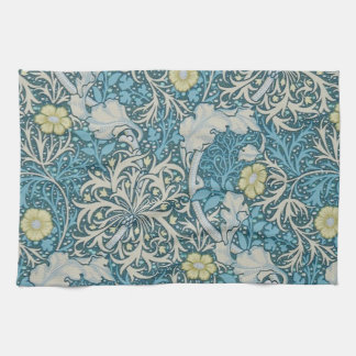 William Morris, Jugendstil-Muster, Algen, Blau, f Geschirrtuch