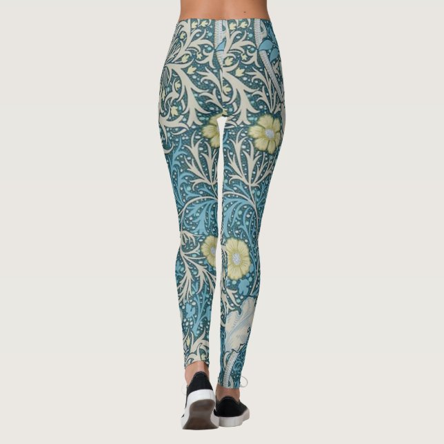 William Morris, Jugendstil-Muster, Algen, Blau,f Leggings (Rückseite)