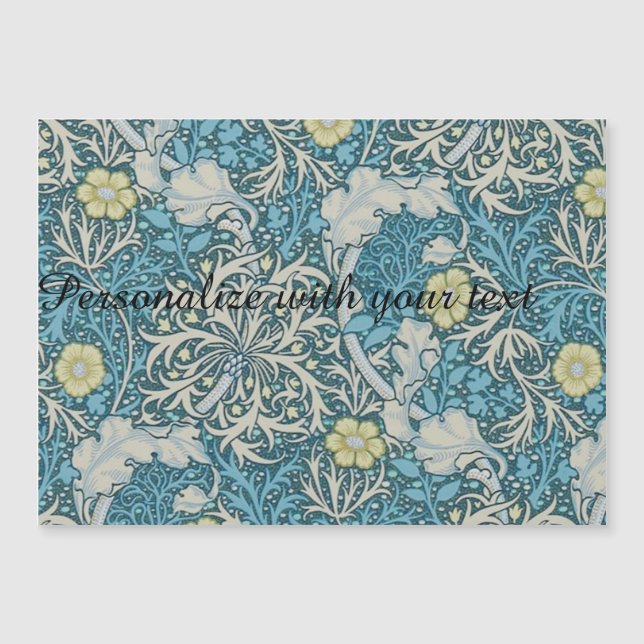 William Morris, Jugendstil-Muster, Algen, Blau,f Magnetkarte (Vorderseite)