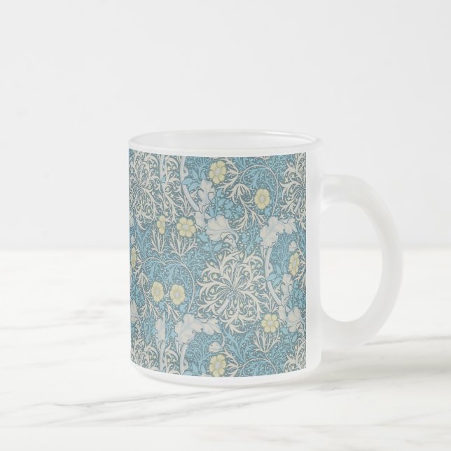 William Morris, Jugendstil-Muster, Algen, Blau,f Mattglastasse (Rechts)