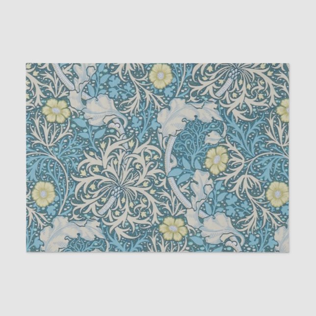 William Morris, Jugendstil-Muster, Algen, Blau, f Seidenpapier (Vorderseite)