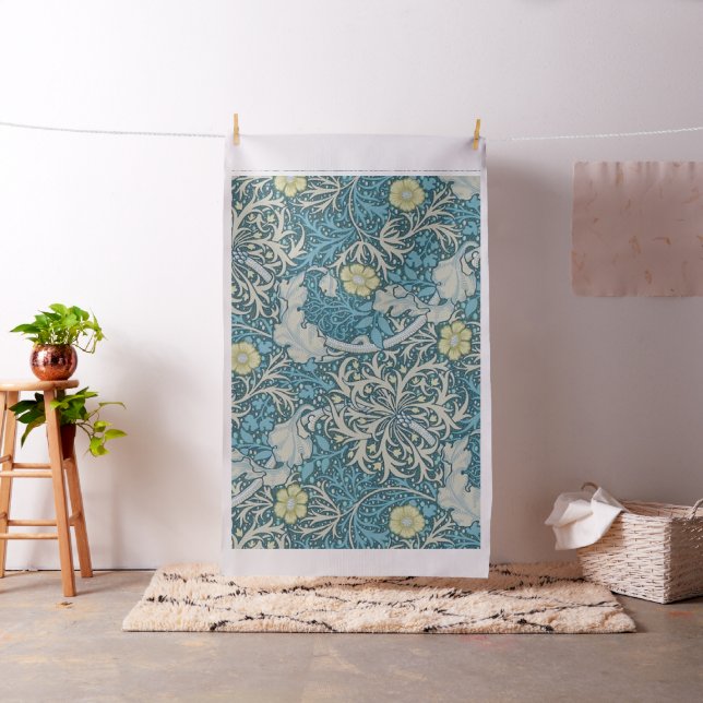 William Morris, Jugendstil-Muster, Algen, Blau,f Stoff (Beispiel)