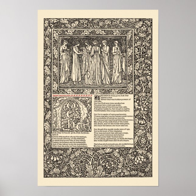 William Morris Kelmscott Press Chaucer Page Poster (Vorne)