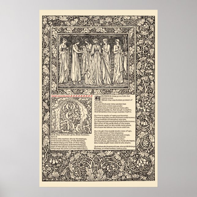 William Morris Kelmscott Press Chaucer Page Poster (Vorne)