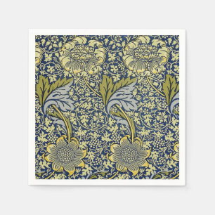 William Morris Kennet Blumeneintapete Blau Gold Serviette