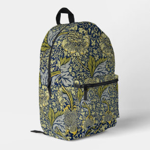 William Morris Kennet Blumentangete Blau Gold Bedruckter Rucksack