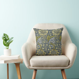 William Morris Kennet Blumentangete Blau Gold Kissen