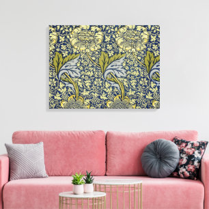 William Morris Kennet Blumentangete Blau Gold Leinwanddruck