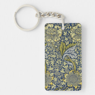 William Morris Kennet Blumentangete Blau Gold Schlüsselanhänger