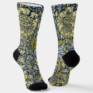 William Morris Kennet Blumentangete Blau Gold Socken