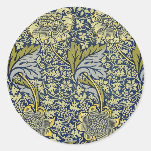 William Morris Kennet Blumentangete Tapete Blau Go Runder Aufkleber