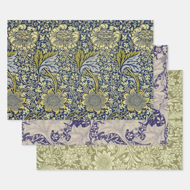 William Morris Kennet Floral Wallpaper Blue Geschenkpapier Set (Set)