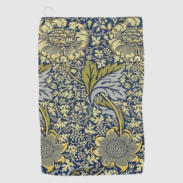 William Morris Kennet Floral Wallpaper Blue Golfhandtuch (Vorderseite)