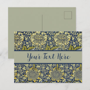 William Morris Kennet Floral Wallpaper Blue Postkarte