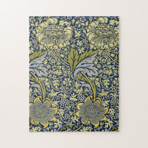 William Morris Kennet Floral Wallpaper Blue Puzzle