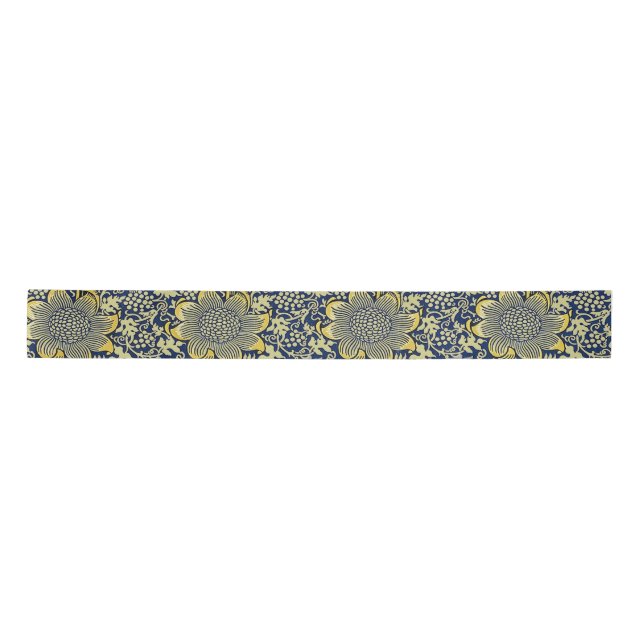 William Morris Kennet Floral Wallpaper Blue Satinband (Vorderseite)