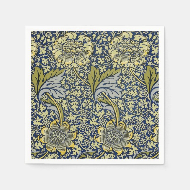 William Morris Kennet Floral Wallpaper Blue Serviette (Vorderseite)
