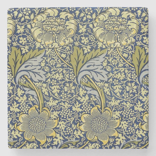 William Morris Kennet Floral Wallpaper Blue Steinuntersetzer (Vorderseite)