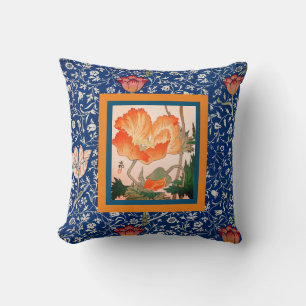 William Morris Kissenhülle mit Tulpe und Mohn Kissen