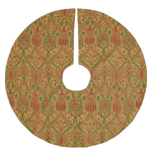 William Morris Klassisch grüner roter Goldener Bau Polyester Weihnachtsbaumdecke