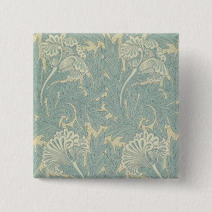 William Morris Klassische Tulpe Blaue Blüten Button