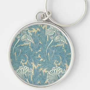 William Morris Klassische Tulpe Blaue Blüten Schlüsselanhänger