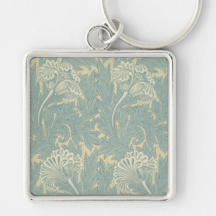 William Morris Klassische Tulpe Blaue Blüten Schlüsselanhänger