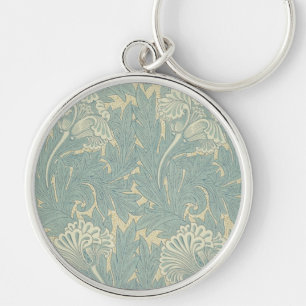 William Morris Klassische Tulpe Blaue Blüten Schlüsselanhänger