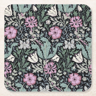 William Morris Klatschmohn Botanik viktorianische  Rechteckiger Pappuntersetzer