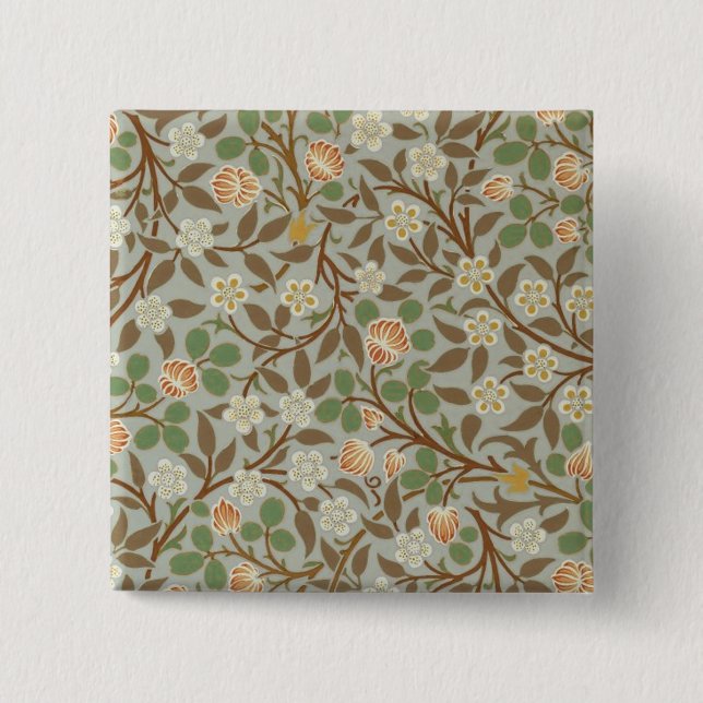 William Morris Kleeblatt Botanische Blume Button (Vorderseite)
