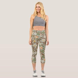 William Morris Kleeblatt Botanische Blume Capri Leggings